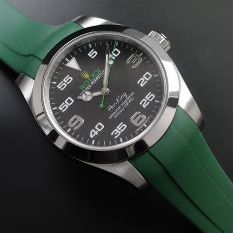 rolex green leather strap|rolex rubber strap replacement.